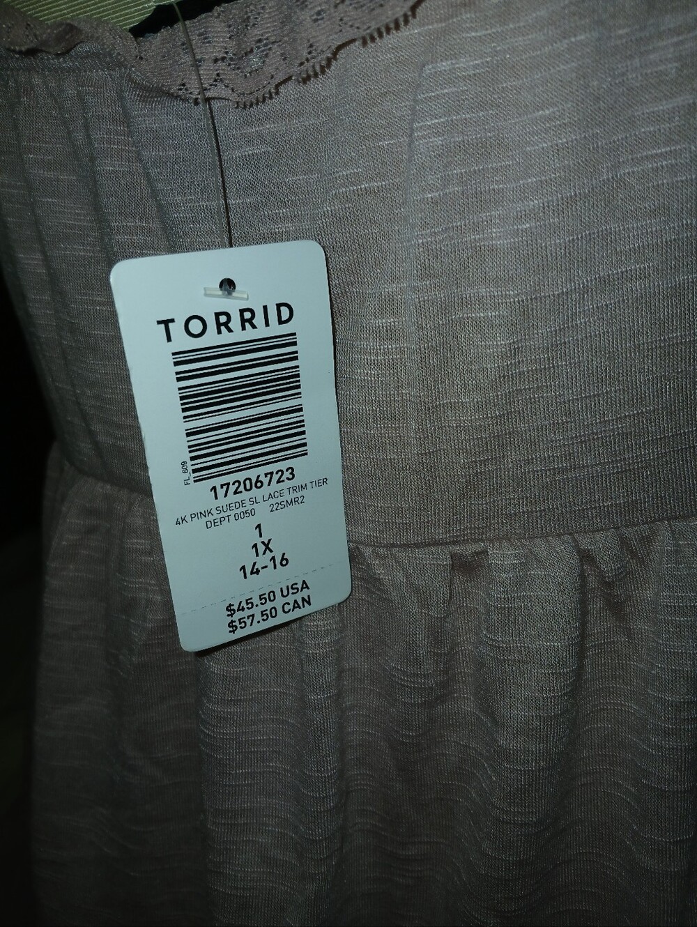 Torrid Poly Rayon Slub Tiered Lace Cami - Picture 3 of 4